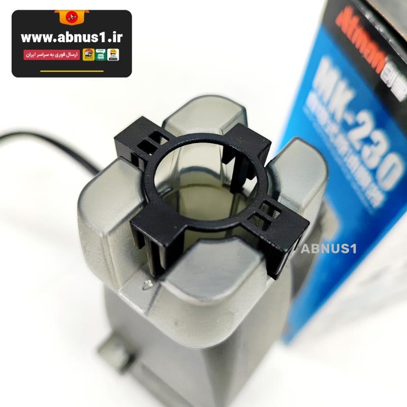  اسکیمر سطح‌کش ATMAN MK-230 | 2.5 وات، 300 لیتر در ساعت، گیره ضد خمیدگی سیم، تنظیم شدت جریان و موج‌سازی ملایم.