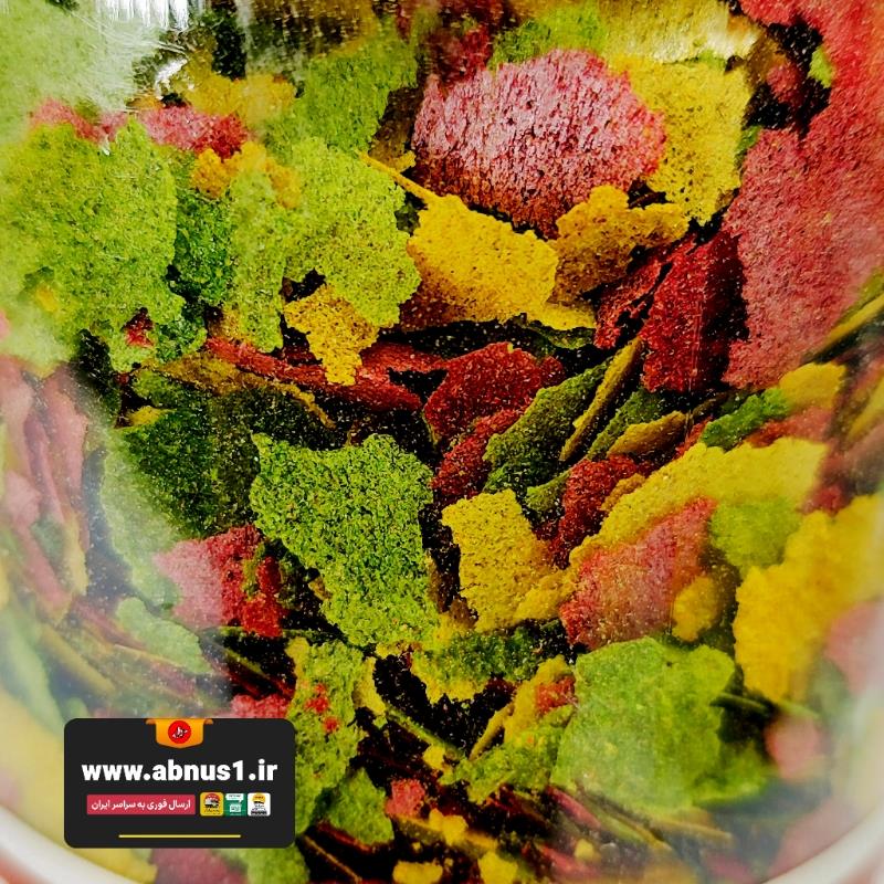 غذا پولکی ماهی آکواریوم 3 رنگ قوطی بزرگ 700سی سی  100 گرمی غذا پولکی سه رنگ ماهی آکواریوم ترکیبی از پولکهای سبز، زرد و قرمز در قوطی بزرگ 700 سیسی مناسب همه ماهیان زینتی