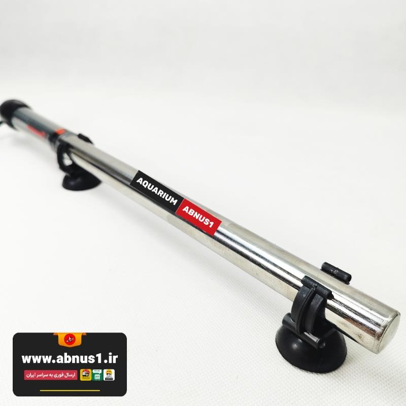 بخاری استیل 2 ترموستات آکواریوم 500 وات آکواریوم AQUA مدل ST-888 تصاویر شامل بخاری استیل آکواریوم AQUA مدل ST-888 با توان ۵۰۰ وات، بدنه استیل ضد زنگ مقاوم، نمایشگر دما سانتیگراد و فارنهایت، ترموستات دقیق، عایق دوبل و طراحی ایمن مناسب آکواریومهای بزرگ است.