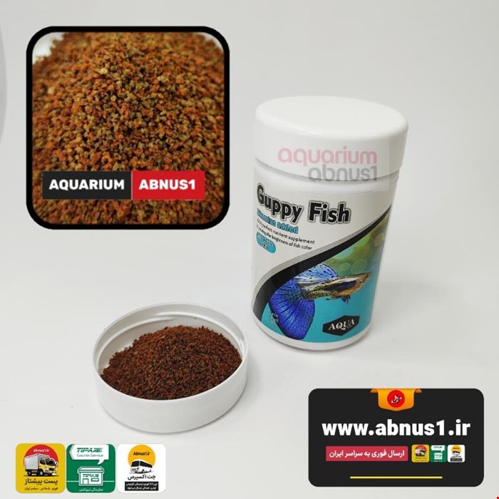 غذا رنگدانه ماهی آکواریوم GUPPY FISH AQUA وزن 100G