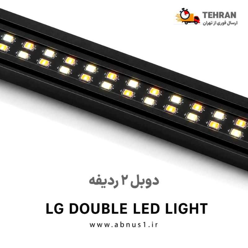 چراغ آکواریوم ال‌جی مدل LG400 (LG Double LED Light)مناسب آکواریوم‌های ۳۵ تا ۴۰ سانتی‌متریبدنه با جنس استیل ضدزنگدارای پایه‌های گیره‌ای قابل تنظیم برای نصب روی لبه شیشهنوردهی LED دو ردیفه برای روشنایی یکنواخت سطح آکواریوم