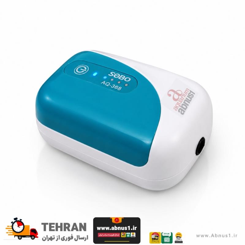 پمپ هوا آکواریوم Sobo Mini AC/DC مدل AQ-368 – پمپ اکسیژن کوچک با قابلیت کارکرد هم با برق شهری (AC) و هم برق DC، مناسب هوادهی آکواریوم و استفاده در زمان قطع برق.