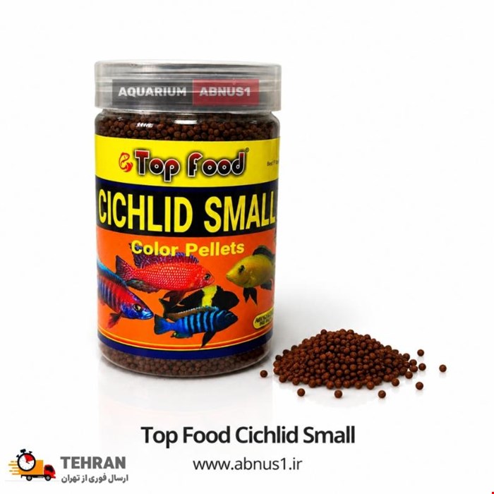 غذا ماهی آکواریوم CICHLD SMALL برند TOP FOOD حجم 550ML