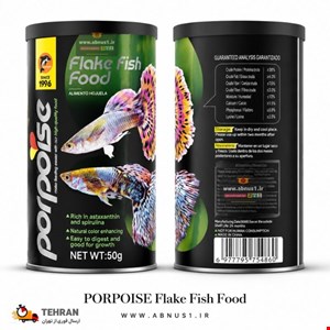 غذا ماهی آکواریوم پولک رنگ و اسپرولینا برند PORPOISE حجم 400ML