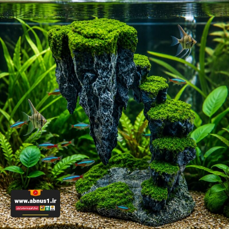 دکور آکواریوم صخره معلق زارا آلمان با طراحی خلاقانه صخره شناور و پوشش سبز خزه‌ای، جلوه‌ای طبیعی و خاص به فضای آکواریوم می‌بخشد.این دکور با ابعاد 25 در 19 سانتی‌متر، انتخابی مناسب برای ساخت دکورهای صخره‌ای، جنگلی و فانتزی در آکواریوم است.