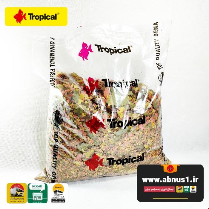 غذا ماهی آکواریوم برند تروپیکال یک کیلویی breeder line staple flakes (4color mix) 1k tropical